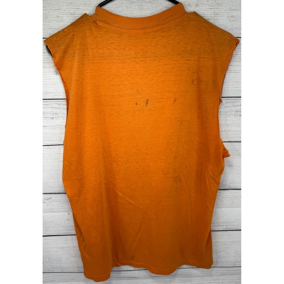 Vintage Executioner Monster Truck Graphic Muscle Shirt Orange Distressed L - Picture 2 of 5